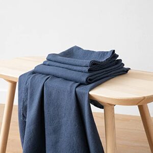 LinenMe 07799 Waffle Washed Linen Bath and Hand Towel Set, Indigo