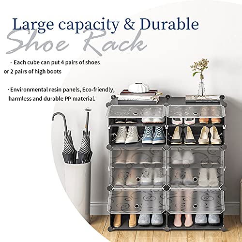 Aeitc Shoe Rack Organizer DIY Shoe Organizer with Key Hook Expandable Shoe Storage Cabinet Stackable Space Saver Shoe Rack for Entryway, Hallway and Closet,48 Pair