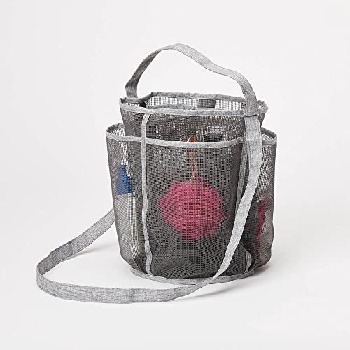 Dormify Shower Tote | 7 Pockets | Portable Shower Caddy Tote | GREY Mesh Shower Caddy Bag | Travel Shower Caddy | Dorm & Bedroom Shower Caddy | Bathroom Caddy Organizer| Dorm & Bedroom Essential