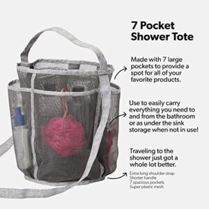 Dormify Shower Tote | 7 Pockets | Portable Shower Caddy Tote | GREY Mesh Shower Caddy Bag | Travel Shower Caddy | Dorm & Bedroom Shower Caddy | Bathroom Caddy Organizer| Dorm & Bedroom Essential