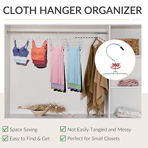 Bra Hanger, Tank Top Hanger Organizer for Closet, 4 Storage Capacity Top Swivel Hook Clothes Wrinkle-Free, ZEDODIER Hanging Space Saving Hanger Bra Holder Camisole Storage