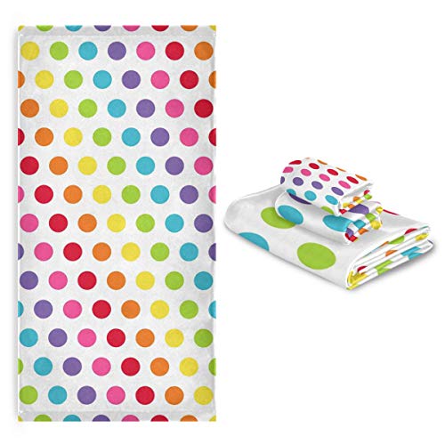 CaTaKu Towels Set 3-Piece, Rainbow Polka Dot Towel Bathroom Sets, 1 Bath Towel, 1 Washcloth, 1Hand Towel, Polka Dot Towel Set of 3 Soft Multifuntion for Home Kitchen Hotel Gym Swim Spa.