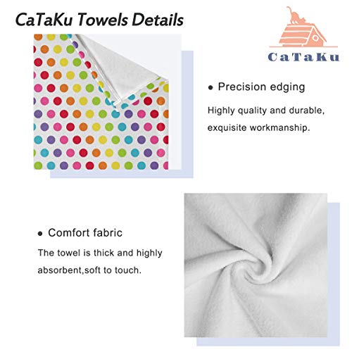 CaTaKu Towels Set 3-Piece, Rainbow Polka Dot Towel Bathroom Sets, 1 Bath Towel, 1 Washcloth, 1Hand Towel, Polka Dot Towel Set of 3 Soft Multifuntion for Home Kitchen Hotel Gym Swim Spa.