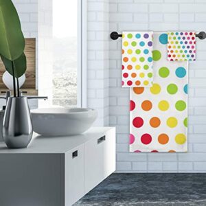 CaTaKu Towels Set 3-Piece, Rainbow Polka Dot Towel Bathroom Sets, 1 Bath Towel, 1 Washcloth, 1Hand Towel, Polka Dot Towel Set of 3 Soft Multifuntion for Home Kitchen Hotel Gym Swim Spa.