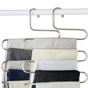 2 pack organizer hangers, space saving closet hangers 5 layers multi-functional pants rack | organizer racks for clothes, trousers scarves, leggings