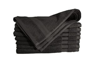 bennett and shea 8-piece luxury hand towels, odor resistant, 16 x 28 premium anti-microbial hand towels for bathroom, highly absorbent and quick dry bath towels, soft towel set, obsidian charcoal