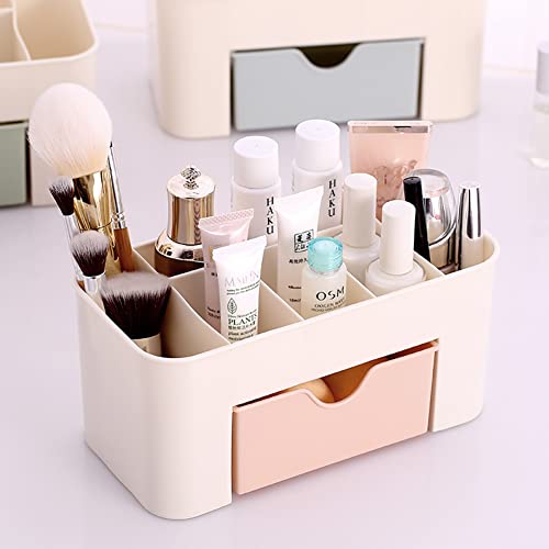 ccHuDE Plastic Cosmetic Display Organizer Makeup Storage Drawers Beauty Organizer Stand Skincare Storage Case Small Cosmetic Shelf for Vanity Dresser Light Pink