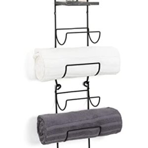 SODUKU Towel Rack Wall Mounted Metal Wine Rack with Natural Marble Top Shelf Metal Towel Racks Storage Organizer Holder for Bathroom Bath Kitchen