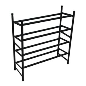 CATDMO 2-Tier Free Standing Shoe Rack Metal Iron Stackable and extensible design. 4 Pair Shoe Shelf Tower Storage Organizer, Black，41.5" (W) x 9" (D) x 14" (H) (Black) KNE-SRIRAC12