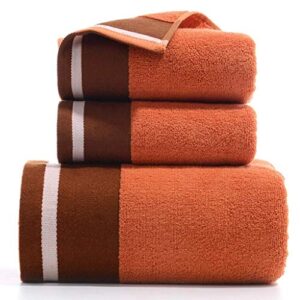 3 piece bath towel set, combed cotton bath towels absorbent bath sheets soft shower towels bathroom hand towel luxury bath towels sets for bathroom,orange