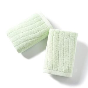 sense gnosis Green Hand Towels Set of 2 Wave Terry Striped Pattern 100% Cotton Soft Decorative Hand Towel for Bathroom 13 x 29 Inch