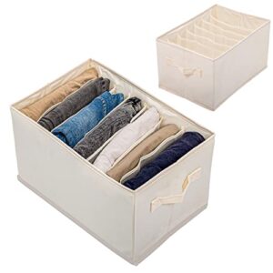 TSS Wardrobe Clothes Organizer For Folded Clothes | Closet Organizers and Storage Baskets with Reinforced Handle | Clothes Drawer Organizers for Jeans, Sweater, Dresses, and T-shirts