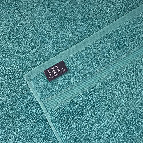 Hammam Linen 6-Piece Teal Turquoise Bath Towels Set for Bathroom Original Turkish Cotton Soft, Absorbent and Premium 2 Bath Towels, 2 Hand Towels, 2 Washcloths