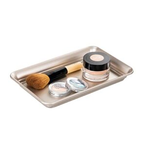 mDesign Metal Storage Organizer Tray for Bathroom Vanity Countertops, Closets, Dressers - Holder for Watches, Earrings, Makeup, Reading Glasses, Perfume, Guest Hand Towels, Satin