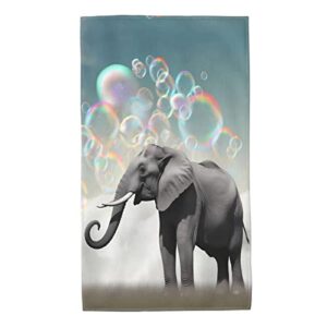 mount hour elephant with bubble grey hand towels funny animals face towel soft guest towel portable kitchen tea dish towels washcloths bathroom decor housewarming gifts 15.7" x 27.5"