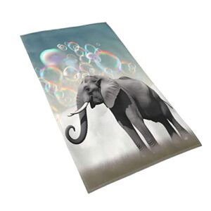 Mount Hour Elephant with Bubble Grey Hand Towels Funny Animals Face Towel Soft Guest Towel Portable Kitchen Tea Dish Towels Washcloths Bathroom Decor Housewarming Gifts 15.7" X 27.5"