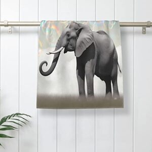 Mount Hour Elephant with Bubble Grey Hand Towels Funny Animals Face Towel Soft Guest Towel Portable Kitchen Tea Dish Towels Washcloths Bathroom Decor Housewarming Gifts 15.7" X 27.5"