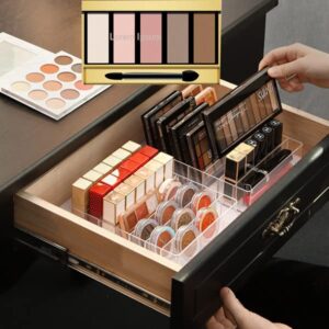 Oillgkori Eyeshadow Palette Makeup Organizer-Plastic Cosmetics Display Case with Adjustable Dividers, Makeup Storage for Vanity Drawer, Eyeshadow, Lipsticks