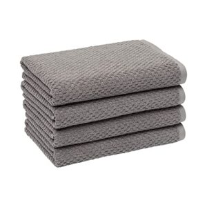 amazon basics odor resistant textured bath towel, 30 x 54 inches - 4-pack,cotton, dark gray