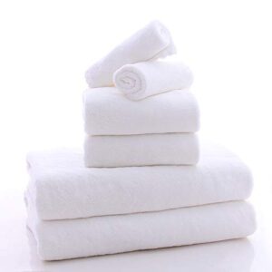 MOONQUEEN Ultra Soft Towel Set - Quick Drying - 2 Bath Towels 2 Hand Towels 2 Washcloths - Microfiber Coral Velvet Highly Absorbent Towel for Bath Fitness, Sports, Yoga, Travel (White, 6 Pieces)