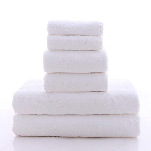MOONQUEEN Ultra Soft Towel Set - Quick Drying - 2 Bath Towels 2 Hand Towels 2 Washcloths - Microfiber Coral Velvet Highly Absorbent Towel for Bath Fitness, Sports, Yoga, Travel (White, 6 Pieces)