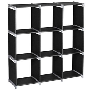 gappys cube storage organizer - portable multifunctional assembled 3 tiers 9 compartments cubby closet shelf bookshelf shelving, black, 12.68 x 11.73 x 13.07 inch