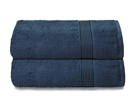 Belizzi Home Cotton 2 Pack Oversized Bath Towel Set 28x55 inches, Large Bath Towels, Ultra Absorbant Compact Quickdry & Lightweight Towel, Ideal for Gym Travel Camp Pool - Mineral Blue