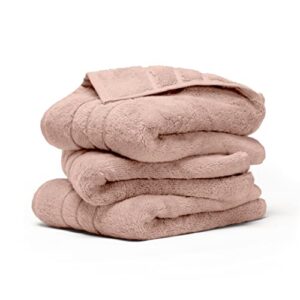 cariloha 600 gsm bamboo-viscose & turkish cotton hand towel - odor resistant, highly absorbent - includes 3 hand towels - blush
