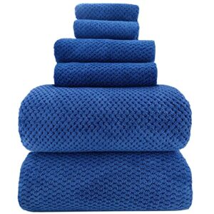 ytyc towels,39x78 inch oversized bath sheets towels for adults luxury bath towels extra large sets for bathroom super soft highly absorbent microfiber shower towels 80% polyester (blue,6 piece)
