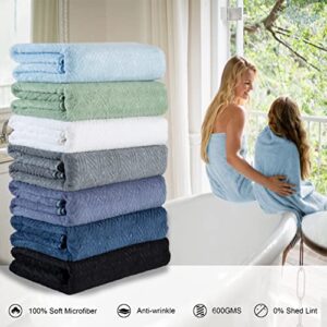 Bath Towels Set, 2 Oversized Large Towels/2 Hand Towels/4 Washcloths,600 GSM Green Towels Bathroom Sets, Quick Dry Towel Super Soft Absorbent Shower Towels Luxury Towel Set Hotel Spa Towel (8 Pack)