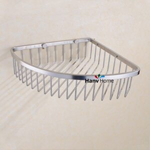 HANEBATH Corner Shower Caddy - Stainless Steel Bathroom Wall Mounted Storage, Brushed Nickel