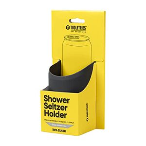 Tooletries - Slim Shower Drink Holder for Seltzer Can in The Shower in Partnership with 30 Watt - Holds 12oz Cans, for Hard Seltzer & Drinks - Silicone-Grip Technology - Charcoal