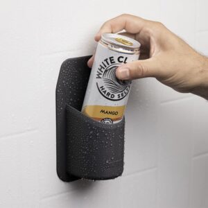 Tooletries - Slim Shower Drink Holder for Seltzer Can in The Shower in Partnership with 30 Watt - Holds 12oz Cans, for Hard Seltzer & Drinks - Silicone-Grip Technology - Charcoal