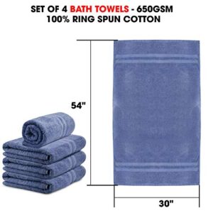 TALVANIA Luxury Bath Towels - 100% Ring Spun Cotton 650 GSM Big Hotel Bath Towel Set of 4 Perfect for Pool Spa, Bathrooms
