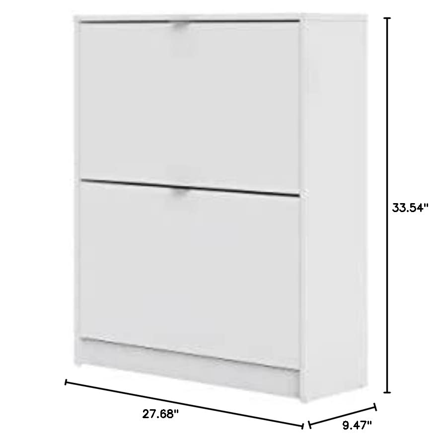 Tvilum Bright 2 Drawer Shoe Cabinet, White