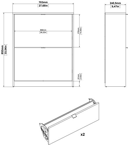 Tvilum Bright 2 Drawer Shoe Cabinet, White