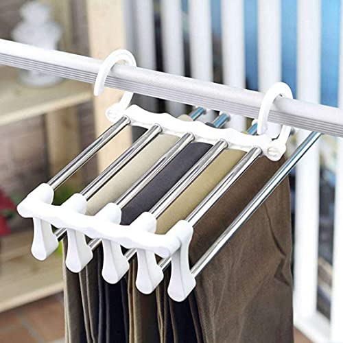 Polly Online Stainless Steel Pants Hangers Trousers Rack Closet Hangers Jeans Clothes Organizer Folding Storage Rack Trousers Hangers Space Saving