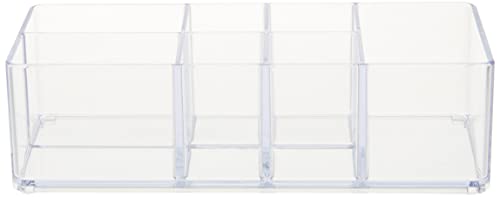 iDesign Divided Bathroom Vanity Organizer for Bathroom, Kitchen, Bedroom, Office, Set of 2, 7" x 3" x 5", Clear