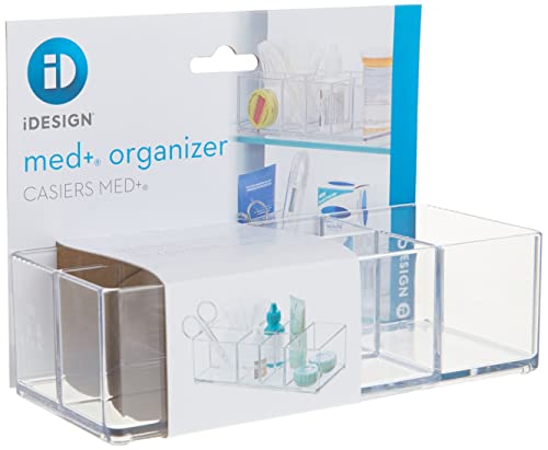 iDesign Divided Bathroom Vanity Organizer for Bathroom, Kitchen, Bedroom, Office, Set of 2, 7" x 3" x 5", Clear