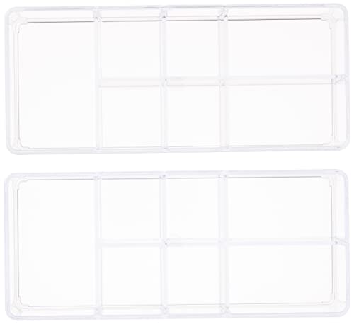 iDesign Divided Bathroom Vanity Organizer for Bathroom, Kitchen, Bedroom, Office, Set of 2, 7" x 3" x 5", Clear