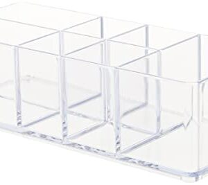 iDesign Divided Bathroom Vanity Organizer for Bathroom, Kitchen, Bedroom, Office, Set of 2, 7" x 3" x 5", Clear