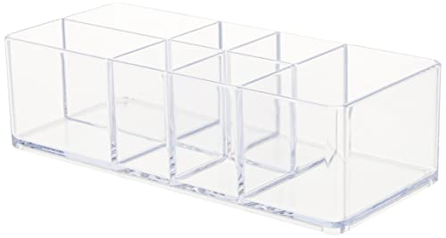 iDesign Divided Bathroom Vanity Organizer for Bathroom, Kitchen, Bedroom, Office, Set of 2, 7" x 3" x 5", Clear