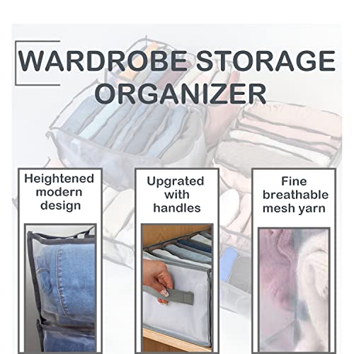 PACKLINER - Pack of 6 Wardrobe Clothes Organizer (Grey) - Foldable Clothes Organizer - An Ideal Washable Drawer Organizers for Clothing Mesh Clothes, Jeans, T-Shirts & Much More