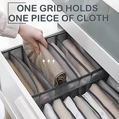 PACKLINER - Pack of 6 Wardrobe Clothes Organizer (Grey) - Foldable Clothes Organizer - An Ideal Washable Drawer Organizers for Clothing Mesh Clothes, Jeans, T-Shirts & Much More