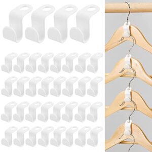 50pcs clothes hanger connector hooks, hanger extender clips clothes hangers for heavy duty space saving cascading connection hooks for clothes closet (white)