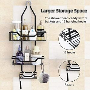 TQSAYHOB Shower Caddy Over Shower Head, Anti-Swing Shower Caddy Hanging with Hooks and Soap Holder Rustproof Shower Organizer Hanging Shower Caddy for Shampoo Conditioner Razors Soap Shower Sponge