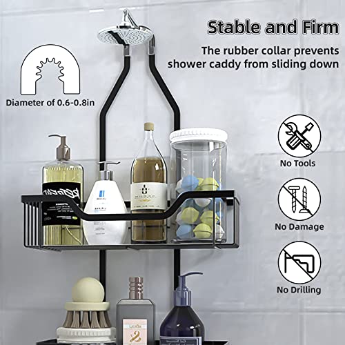 TQSAYHOB Shower Caddy Over Shower Head, Anti-Swing Shower Caddy Hanging with Hooks and Soap Holder Rustproof Shower Organizer Hanging Shower Caddy for Shampoo Conditioner Razors Soap Shower Sponge