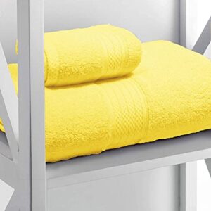 GLAMBURG 6 Piece Towel Set, 100% Combed Cotton - 2 Bath Towels, 2 Hand Towels, 2 Wash Cloths - 600 GSM Luxury Hotel Quality Ultra Soft Highly Absorbent Towel Set for Bathroom - Lime Yellow