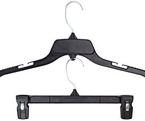 Hangon Combo Set Recycled Plastic Shirt & Pants Hangers, 17 Inch & 12 Inch, Black, 10 Pack