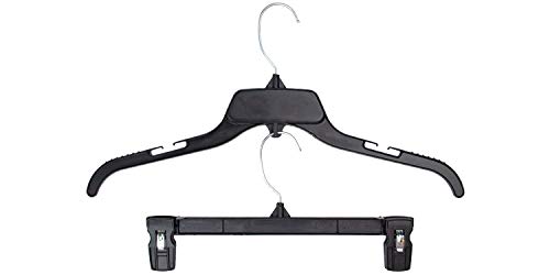 Hangon Combo Set Recycled Plastic Shirt & Pants Hangers, 17 Inch & 12 Inch, Black, 10 Pack